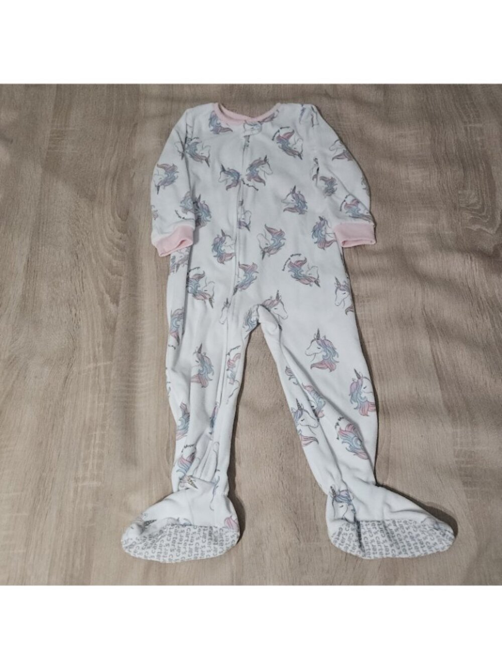 Lot Of 3 Fleece Footed Pajamas Pjs Girls Sizes 3t & 4t Carters Cozy Colorful - Picture 3 of 4